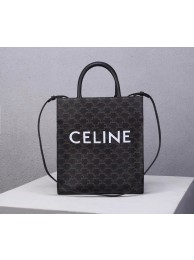 Celine TEEN TRIOMPHE BAG IN TRIOMPHE CANVAS AND CALFSKIN CL91542 BLACK JH05829Hx86