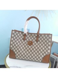 Celine TEEN TRIOMPHE BAG IN TRIOMPHE CANVAS AND CALFSKIN CL94342 Brown JH05807xK90