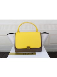 Celine trapeze bag original leather 3342 yellow&khaki&white JH06340MM62