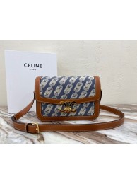 CELINE TRIOMPHE BAG IN TEXTILE AND NATURAL CALFSKIN 18888 Brown JH05844TL77