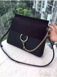Chloe Faye Shoulder Bag Suede Leather 9201L black JH08927YC66