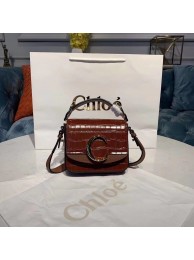 Chloe Original Crocodile skin Leather Top Handle Small Bag 3S030 brown JH08846Kn56