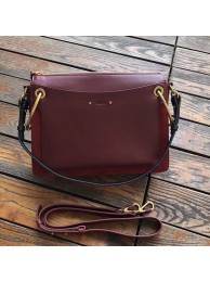CHLOE Roy leather and suede Medium shoulder bag 20656 Plum purple JH08895jX53