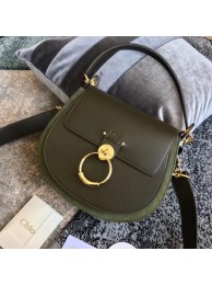CHLOE Tess leather and suede cross-body bag 3S152 Blackish green JH08869hn36