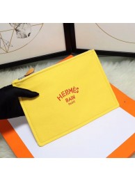 Copy 1:1 Hermes Cosmetic Bag H3700 Lemon Yellow JH01301GO58