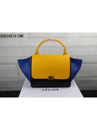Copy AAAAA Celine Trapeze Bag Original Leather 3342 golden yellow&black&brilliant blue JH06505YD64