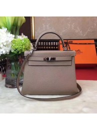 Copy Luxury Hermes Kelly KY32 Tote Bag togo original Leather Light gray silver hardware JH01640qe74
