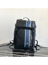 Copy Prada Technical fabric and leather backpack 2VZ135 black&blue JH05085RZ88