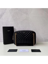 Copy Yves Saint Laurent Calfskin Leather Shoulder Bag Y625386 black JH07727nY30