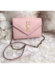 Copy Yves Saint Laurent Monogramme Calf leather cross-body bag 2569 pink JH08107Xq19