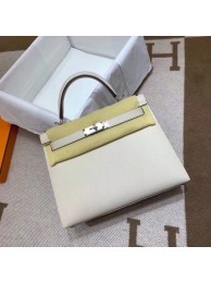 Designer Hermes Kelly 28cm Shoulder Bags Epsom Leather KL28 creamy-white JH01414Iz48