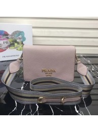Designer Replica Prada calf leather shoulder bag 1BD102 Light pink JH05559Fi42