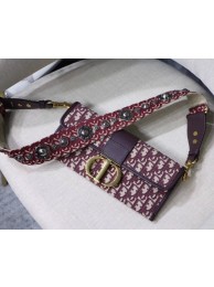 Dior 30 MONTAIGNE EMBROIDERED CANVAS Clutch bag M9206 burgundy JH07161aT18