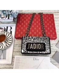 Dior Mini Jadior flap bag calfskin embroidered with a mosaic of mirrors M9002C black JH07594dV68