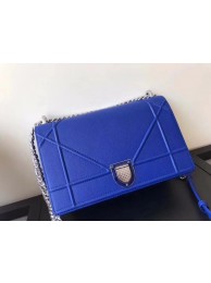 DIORAMA FLAP BAG IN BLUE GRAINED CALFSKIN WITH LARGE CANNAGE DESIGN M0422 JH07583Th34