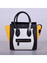Fake Cheap Celine Luggage Micro Boston Bag Original Leather 8802-3 White&Black&Yellow JH06325Wq19