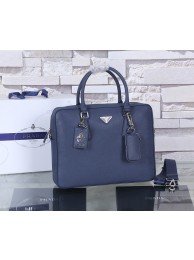 Fake Copy Prada Saffiano Calf Leather Briefcase P003 Royal Blue JH05715UW33