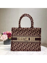 Fake DIOR BOOK TOTE BAG IN EMBROIDERED CANVAS C1286-2 BURGUNDY JH06984tZ32