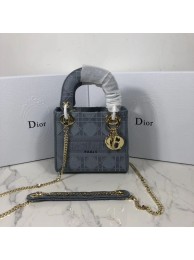 Fake MINI LADY DIOR TOTE BAG IN EMBROIDERED CANVAS C4531 grey blue JH07097wn47