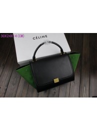 Fashion Celine Trapeze Bag Original Leather 3342-1 black&green JH06511JD28