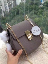 Fashion Chloe Drew Shoulder Bags Calfskin Leather 3369 Grey JH08934FA65