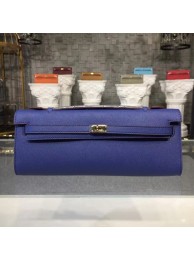 Fashion Hermes Kelly Clutch Epsom calfskin H0588 blue JH01494FA65