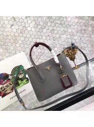 Fashion prada small saffiano lux tote original leather bag bn2754 gray&burgundy JH05629fa20