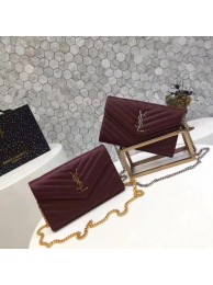 Fashion Yves Saint Laurent WOC Caviar leather Shoulder Bag 1003 Wine JH08281JD28