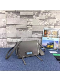 First-class Quality Prada Etiquette Messenger Bag Calfskin Leather 1BD082 gray JH05703Vu63