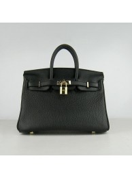 Hermes birkin 25cm calfskin leather H25 black in gold JH01735gs78