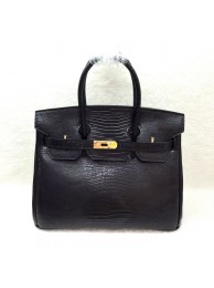 Hermes birkin 30cm lizard leather tote bag H30 black JH01677um78