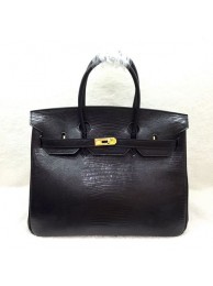 Hermes birkin 35cm lizard leather tote bag H35 black JH01673Pg44