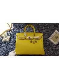 Hermes Birkin 35cm tote bag litchi leather H35 lemon yellow JH01699Nq93