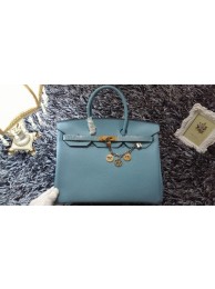 Hermes Birkin 35cm tote bag litchi leather H35 light blue JH01698KY38