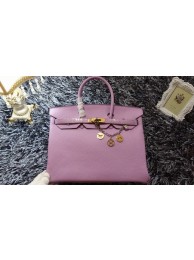 Hermes Birkin 35cm tote bag litchi leather H35 light purple JH01697ui32
