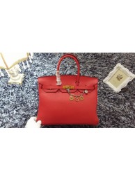 Hermes Birkin 35cm tote bag litchi leather H35 red JH01705QZ36