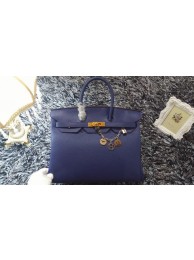 Hermes Birkin 35cm tote bag litchi leather H35 royal blue JH01707kN56