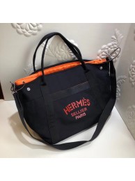 Hermes Canvas Shopping Bag H0734 black JH01439ll49