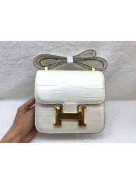 Hermes Constance Bag Croco Leather 3326 White JH01672Oj66