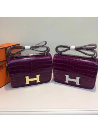 Hermes Constance Bag Croco Leather H6811 purple JH01646vD13