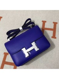 Hermes Constance Bag Epsom calfskin H0713 blue silver-Tone Metal JH01370Am73