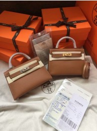 Hermes Kelly 19cm Shoulder Bags Epsom Leather KL19 brown JH01159sm27