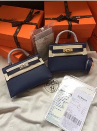 Hermes Kelly 19cm Shoulder Bags Epsom Leather KL19 Royal Blue JH01178Za30