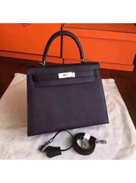 Hermes Kelly 32cm Shoulder Bags Original espom leather black JH01403hJ71