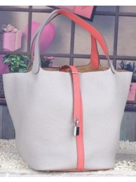 Hermes Picotin Lock 22cm Bags Litchi Leather HPL8618 White&Pink JH01354TL77