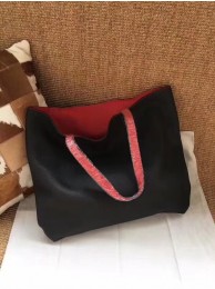 Hermes Shopping Bag Totes Clemence H036 black&red JH01434uo30