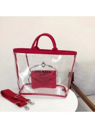 High Imitation Prada Fabric and Plexiglas handbag 1BG164 red JH05555mt35