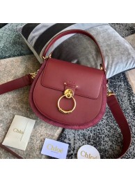 High Quality CHLOE Tess leather and suede cross-body bag 3S152 Burgundy JH08870WY31