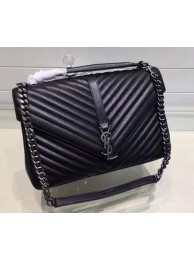 High Quality Fake YSL Classic Monogramme Flap Bag Calfskin Leather Y22370 Black JH07930WC64