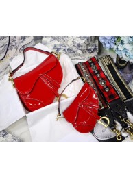 High Quality Knockoff Dior MINI SADDLE BAG IN red patent calfskin M0447 JH06981VD28